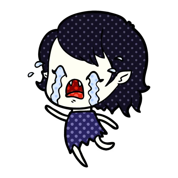 Cartoon Crying Vampire Girl — Stock Vector