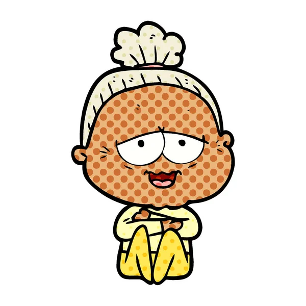 karikatür mutlu yaşlı kadın