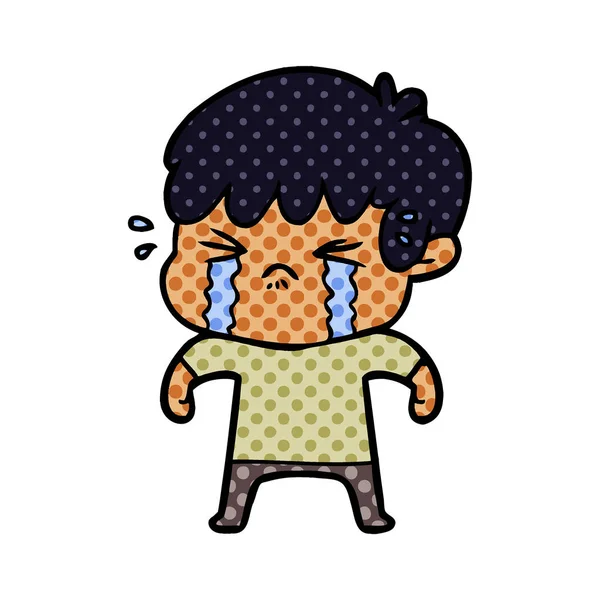Vector Illustration Cartoon Boy Crying — Stock Vector