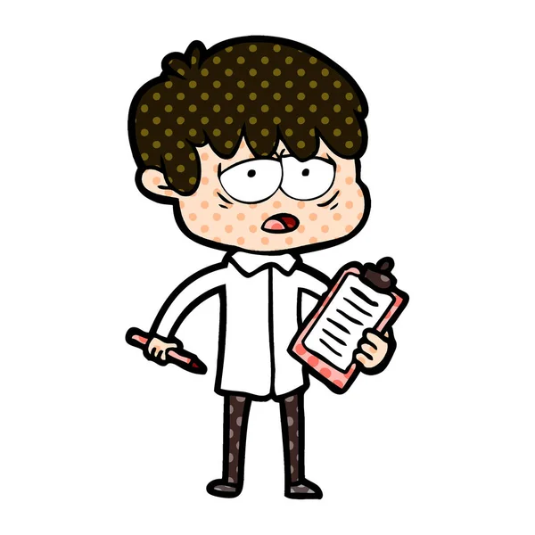 Vectorillustratie Van Cartoon Uitgeput Jongen — Stockvector