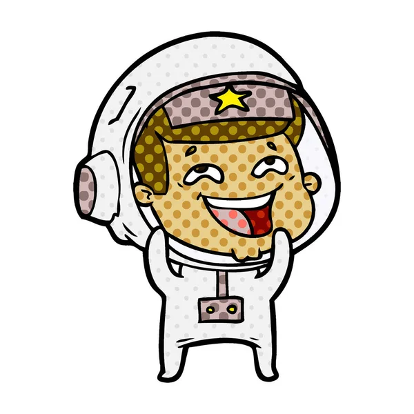 Vector Ilustración Dibujos Animados Astronauta Riendo — Vector de stock
