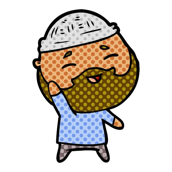 Cartoon Happy Bearded Man — Stock Vector