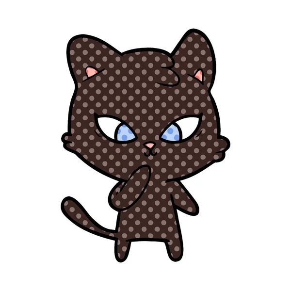 Vector Illustratie Van Schattige Cartoon Kat — Stockvector