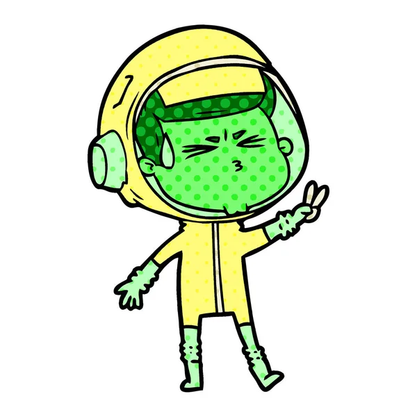 Illustrazione Vettoriale Dell Astronauta Stressato Cartone Animato — Vettoriale Stock