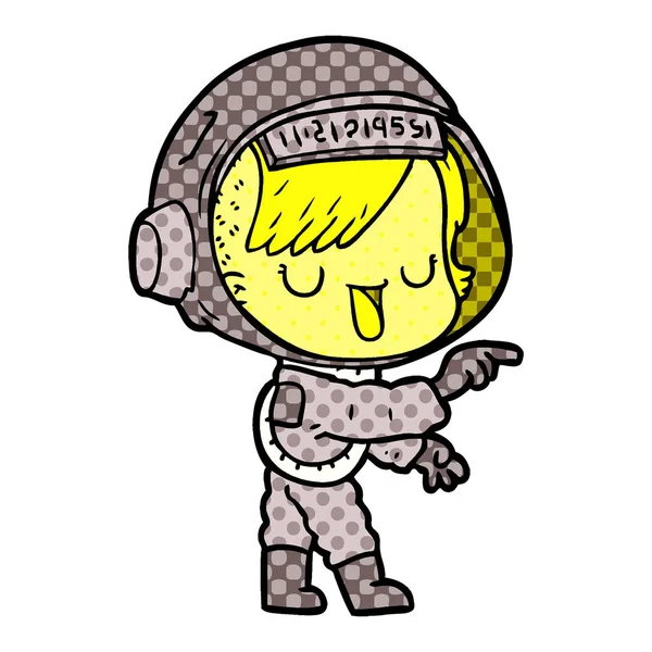 Wektor Ilustracja Kobiety Kreskówka Astronauta — Wektor stockowy