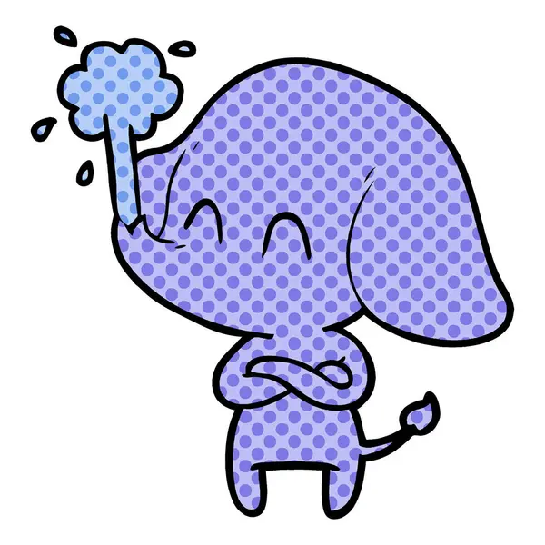 Illustrazione Vettoriale Carino Elefante Del Fumetto — Vettoriale Stock
