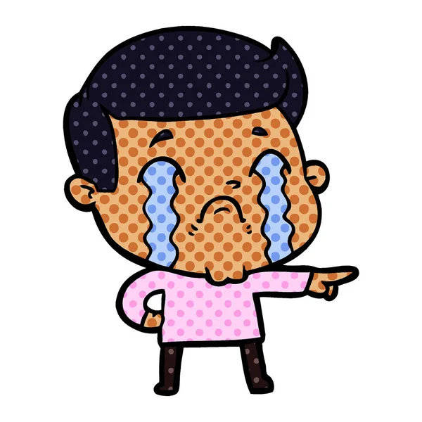 Vector Illustration Cartoon Man Crying — Stock Vector