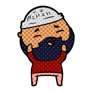 Çizgi film mutlu sakallı adam