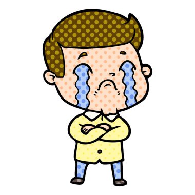 vektör çizim karikatür adam ağlıyor