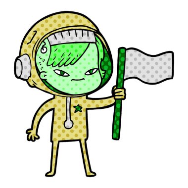 vektör çizim karikatür astronot kadın