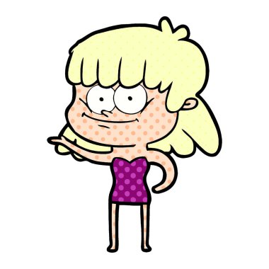 vektör çizim karikatür gülümseyen kadın