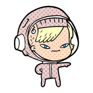 vektör çizim karikatür astronot kadın