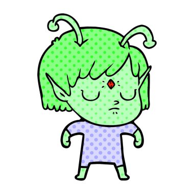 vektör çizim karikatür uzaylı kız