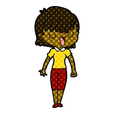 Çizgi filmdeki kadının vektör çizimi