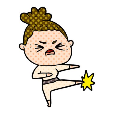 vektör çizim karikatür kızgın kadın