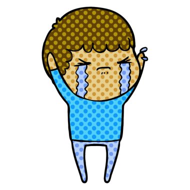 vektör çizim karikatür adam ağlıyor