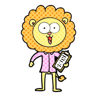 mutlu karikatür aslan vektör çizim