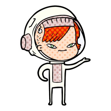 vektör çizim karikatür astronot kadın