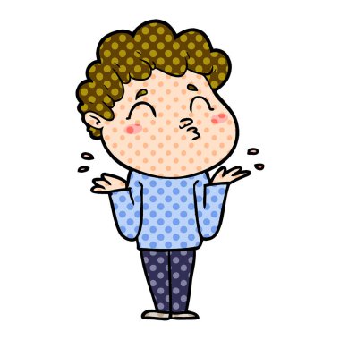 çizgi film adam shrugging vektör çizim