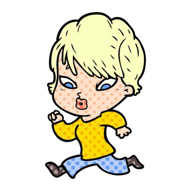 Çizgi filmdeki kadının vektör çizimi