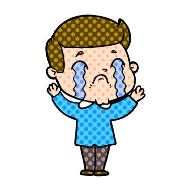 vektör çizim karikatür adam ağlıyor