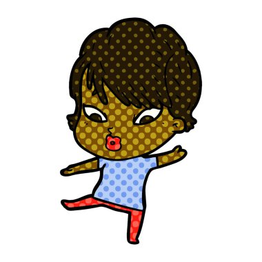 Çizgi filmdeki kadının vektör çizimi