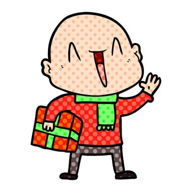 mutlu karikatür kel adam