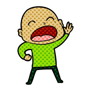 karikatür bağırarak kel adam