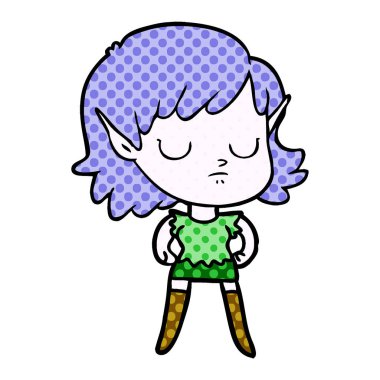 vektör çizim karikatür elf kızı