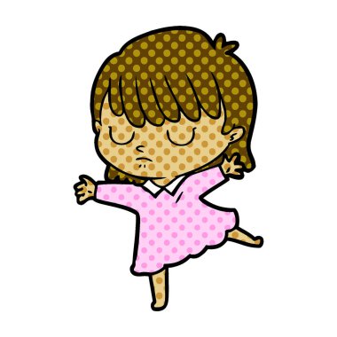 Çizgi filmdeki kadının vektör çizimi