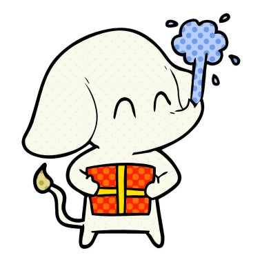 vektör çizim sevimli çizgi fil