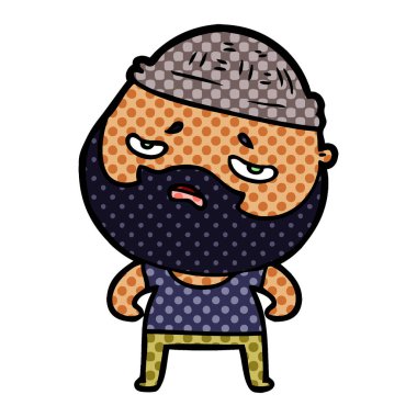 Sakallı endişeli adam çizgi film