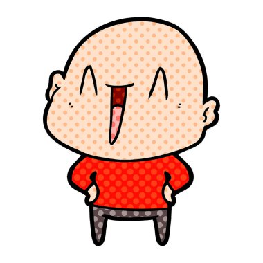 mutlu karikatür kel adam