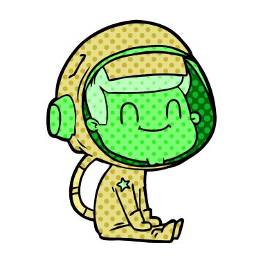 mutlu karikatür astronot vektör çizim