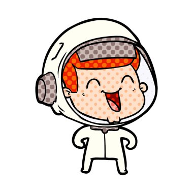 mutlu karikatür astronot vektör çizim