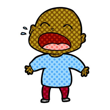 karikatür bağırarak kel adam