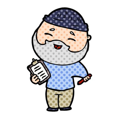 Çizgi film mutlu sakallı adam