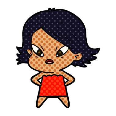 vektör çizim karikatür kadın vurguladı