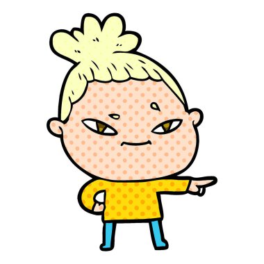 Çizgi filmdeki kadının vektör çizimi