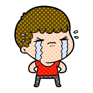 vektör çizim karikatür adam ağlıyor