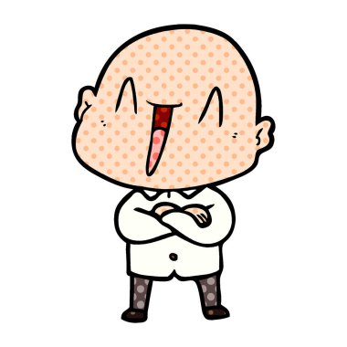 mutlu karikatür kel adam