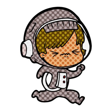 vektör çizim karikatür astronot kadın