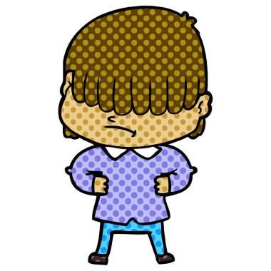 dağınık saçlı çocuk çizgi film