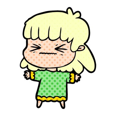 Çizgi filmdeki kadının vektör çizimi