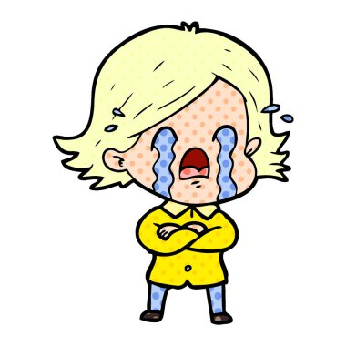 vektör çizim karikatür kadının ağladığını