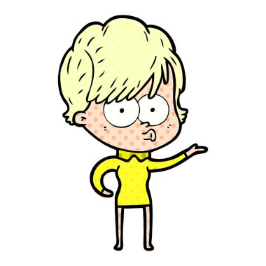 Çizgi filmdeki kadının vektör çizimi