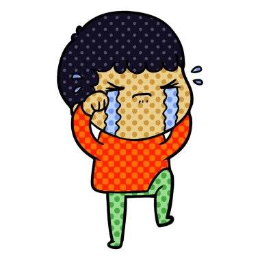 vektör çizim karikatür adam ağlıyor