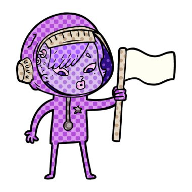 vektör çizim karikatür astronot kadın