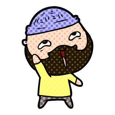 Çizgi film mutlu sakallı adam