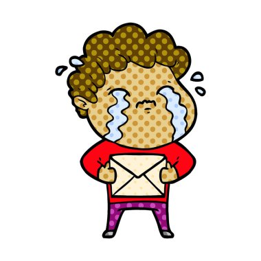 vektör çizim karikatür adam ağlıyor